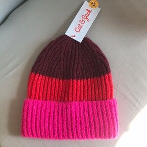 NWT Cat & Jack boys/girls unisex red, fucsia & maroon knit beanie hat One Size